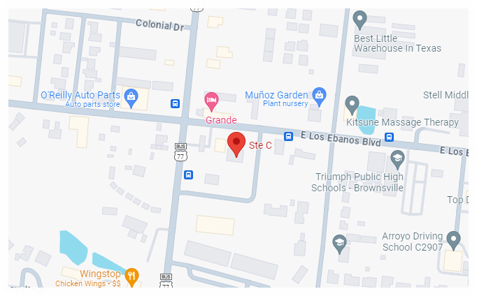 Location map for US Outsourcing Medical Staffing Services, Medical Staff Relief LLC's office in Brownsville, Texas