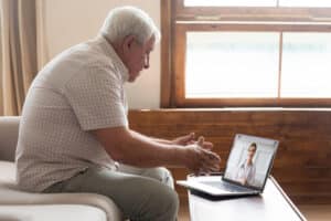 patient talking to doctor through video call