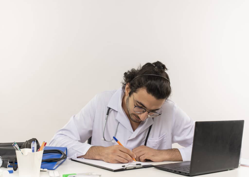 medical scribe duties doctor writing
