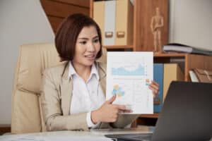 a businesswoman in a professional office