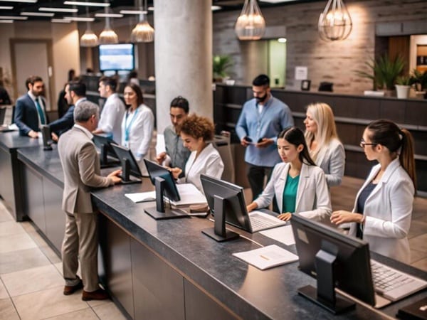 Front desk that has so many customer