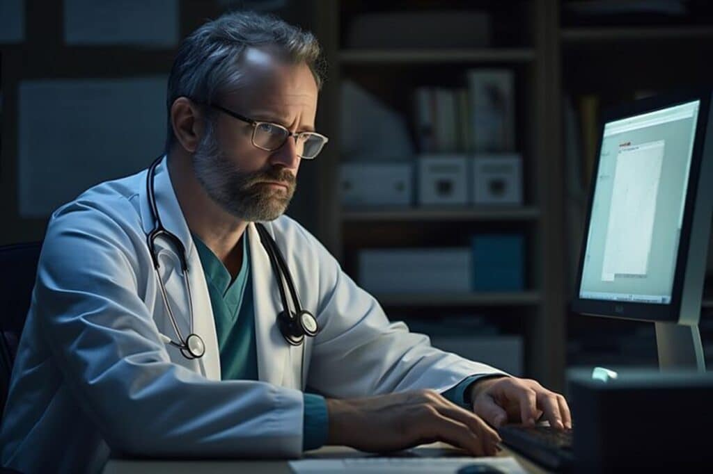 online review management for doctors, men reviewing online appointment