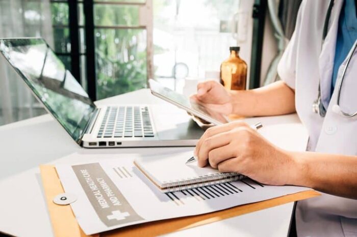 virtual assistant checking the patients information