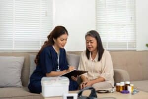 Patient consultation featuring patient care coordinator workflows designed to reduce referral drop-off