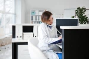 Female medical assistant working in a clinic